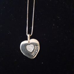 Sterling Silver Necklace with Sterling Silver Charm with One Diamond 