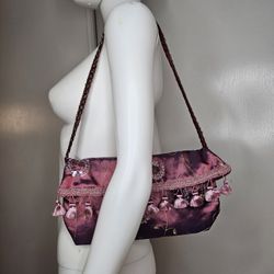 Beautiful Handmade Shoulder Bag Purse With Sequin and Tassels Y2k Retro Look