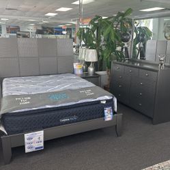 Bedroom Furniture Special Offer👍Gorgeous Silver 5pc Bed Set Available Now Only $699 (Huge Saving)$