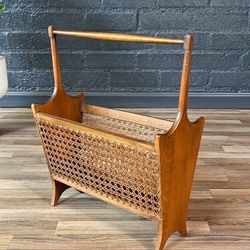 Mid-Century Modern Cane Magazine Rack - Delivery Available