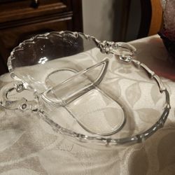 Vintage Fostona Two Serving Divided Oval Relish Tray