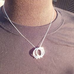 Sterling Silver Triple Circle Pendant Necklace with Accents, Silver Jewelry
