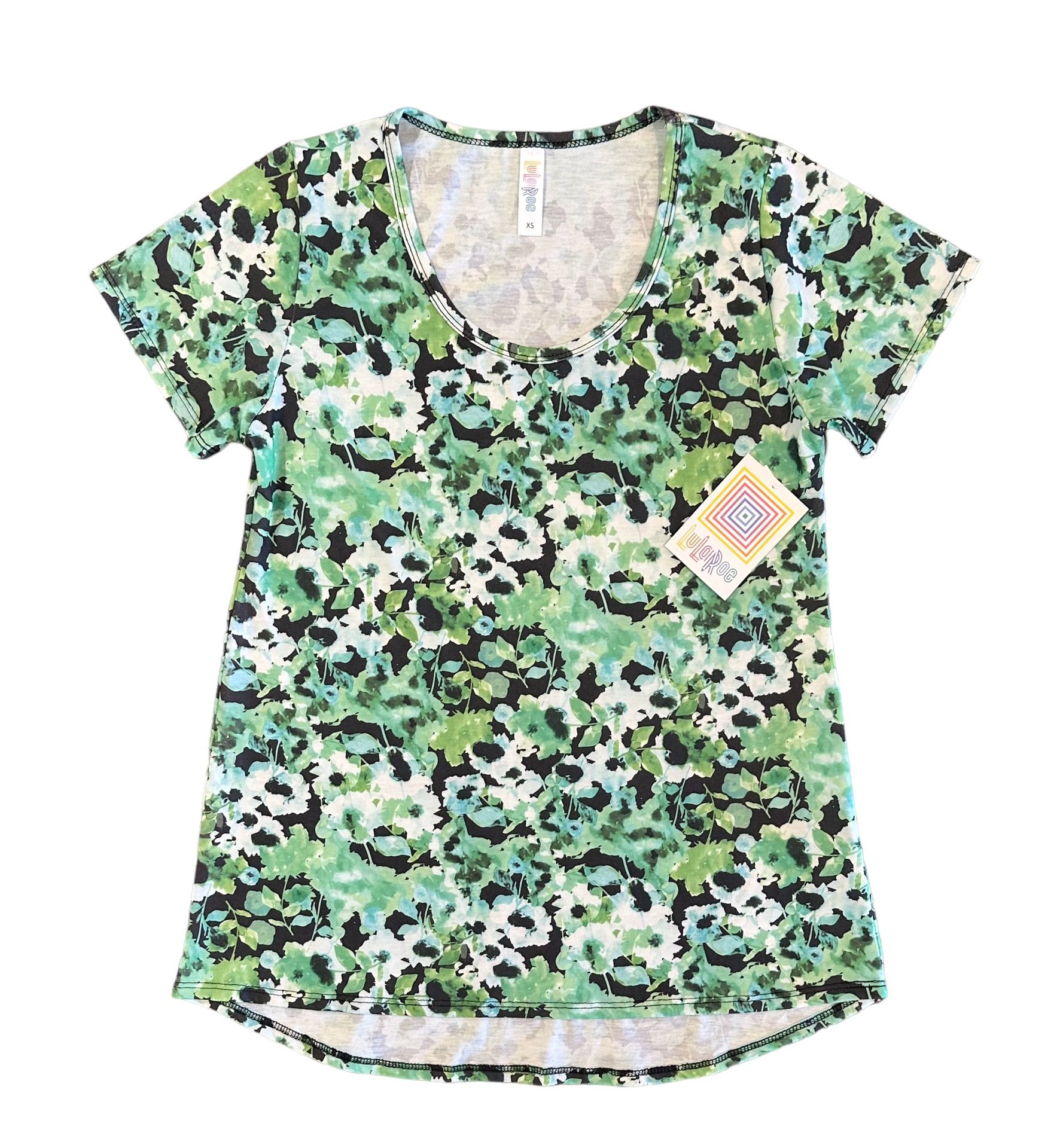NWT LuLaRoe Classic T Tee Shirt Women’s Size XS Green Floral Print BRAND NEW