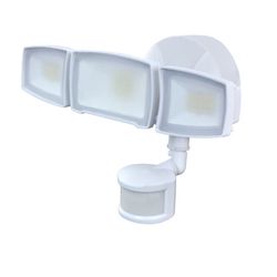Wattage Equivalent Hardwired LED Textured White 3- Head Motion-activated Floodlight With Timer