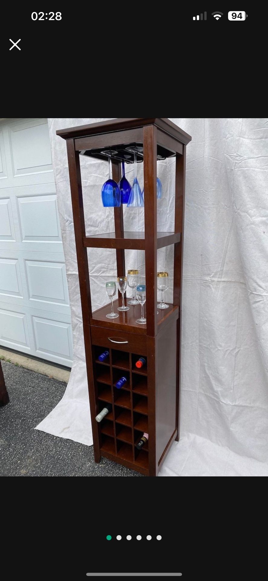 Gorgeous Rare Tall Vintage Wine Spirits Bar wine Cabinet rack w/ Stemware Holders Shelves H66”*D16”*