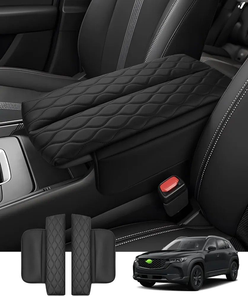 Autorder Center Console Cover for 2023 2024 Mazda CX-50 CX50 Accessories Armrest Cover Leather Armrest Cushion Anti-Scratch Protector with Pockets