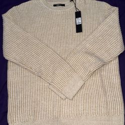 Nova Men Heavy Ribbed Pullover Sweater - Cream