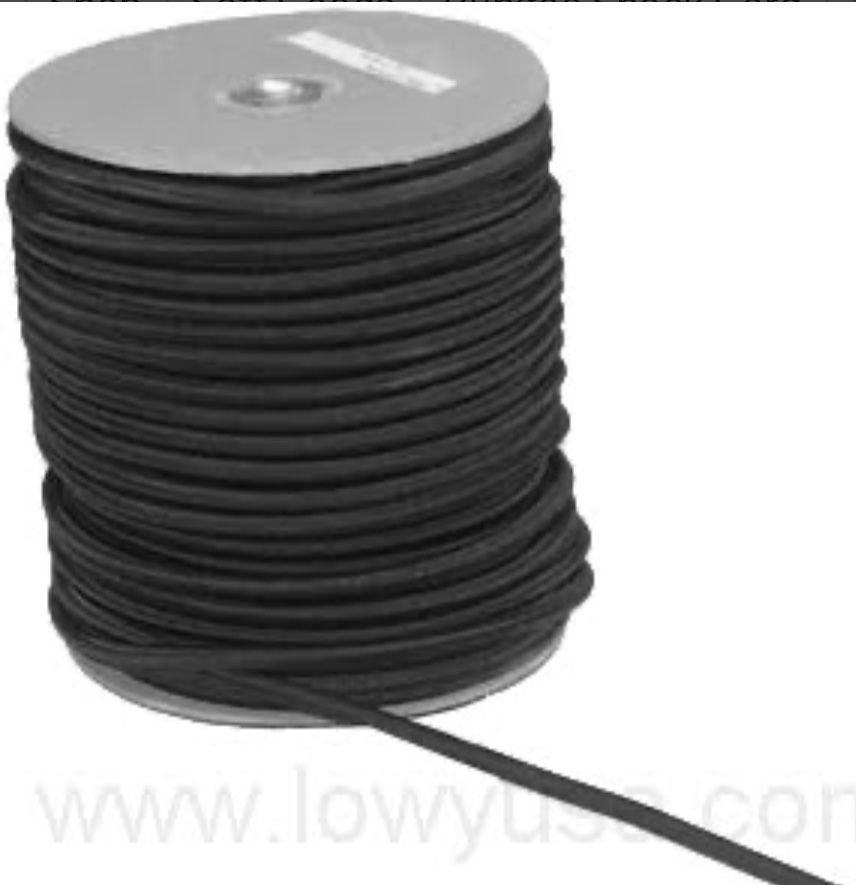 Military Surplus Material, 110 Yard Roll of Black Bungee Shock Cord