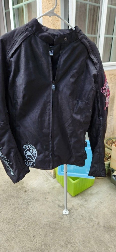 Women's motorcycle jacket.