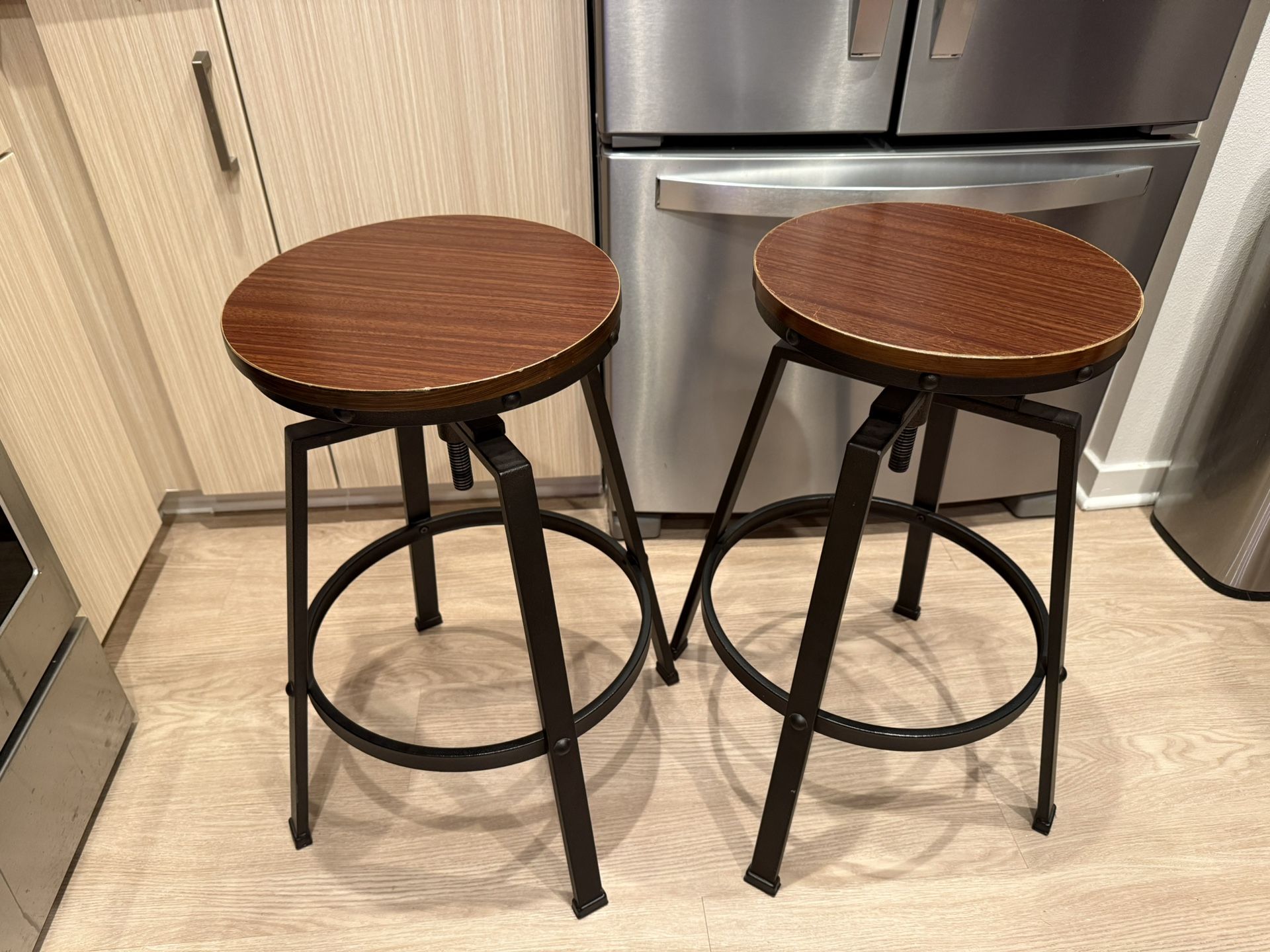 Adjustable Bar Stools – Set of 2 (Industrial Style)