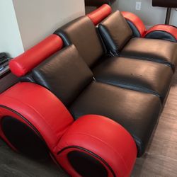 Modern Leather Low Profile Recliner Couch