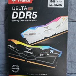 Team T-Force Delta RGB DDR5 RAM 32GB (X2 16GB) White 5600MHz CL32