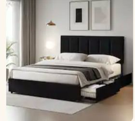 Bed frame black queen size