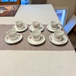 Vintage  set of six porcelain coffee cups and saucers