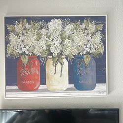 Country French Canvas Art Mason Jars 30” Hx 24” W