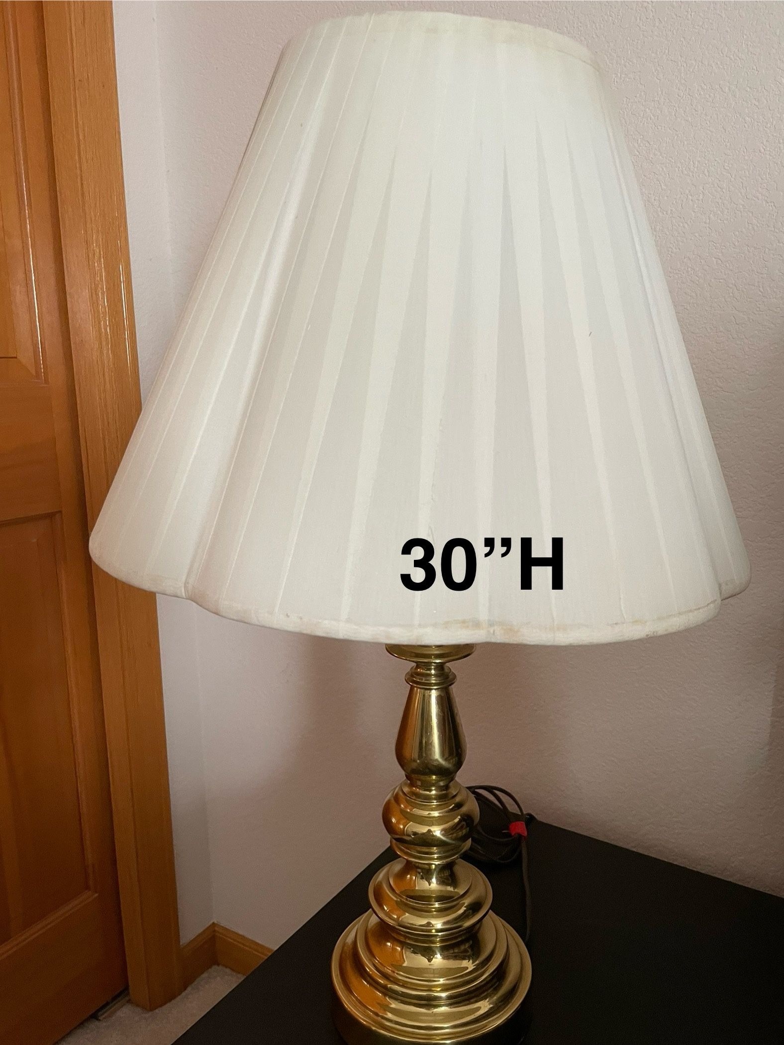 Vintage Brass Table Lamp With Linen Shade