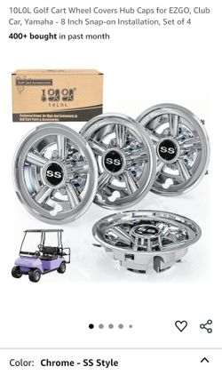 Golf Cart SS Hub Caps- 8 Inch