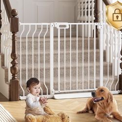Baby Gate for Stairs, 29.5"-48.4" Pressure Mounted Baby Gate for Top of Stair&Doorway with V-Shaped Rods, Anti-Trip Pedal, Extra Wide Stairs Dog Gate
