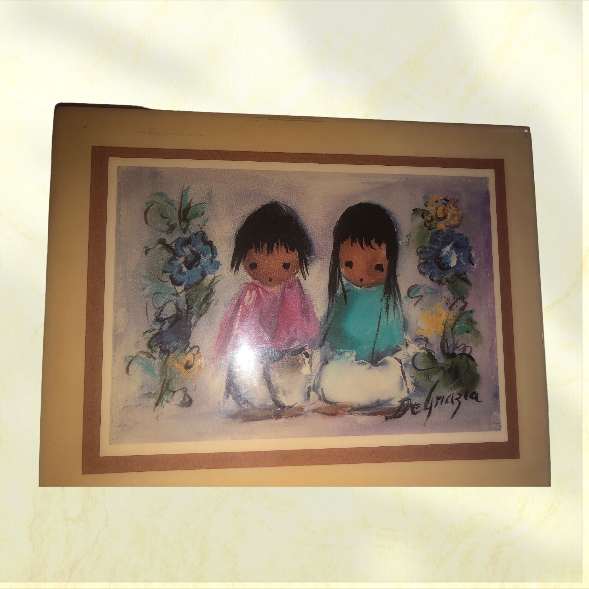 1987 Ettore Ted De Grazia Brother And Sister On Tile
