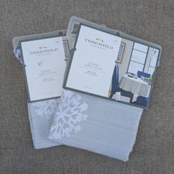 70" Threshold Round Tablecloth to sit 4-6 Silver with Snowflakes $8 each