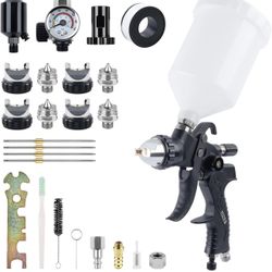 HVLP Paint Sprayer Gun Kit, Easy to Use, 1.4/1.7/2.0/2.5mm Nozzles Air Spray Gun for Painting Cars & Furniture DIY Painting, Paint Spray Gun Kit for A