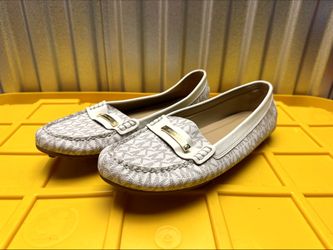 Michael Kors Loafers White MK Monogram Womens US 11 Slip On Flats Like New