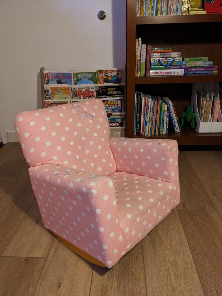 Free Kids Pink Polka Dot Rocking Chair