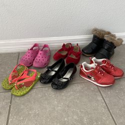 6 pairs girl bundle shoes size 10, sneakers, boots, crocs $35