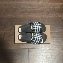 Burberry Black Check Slides