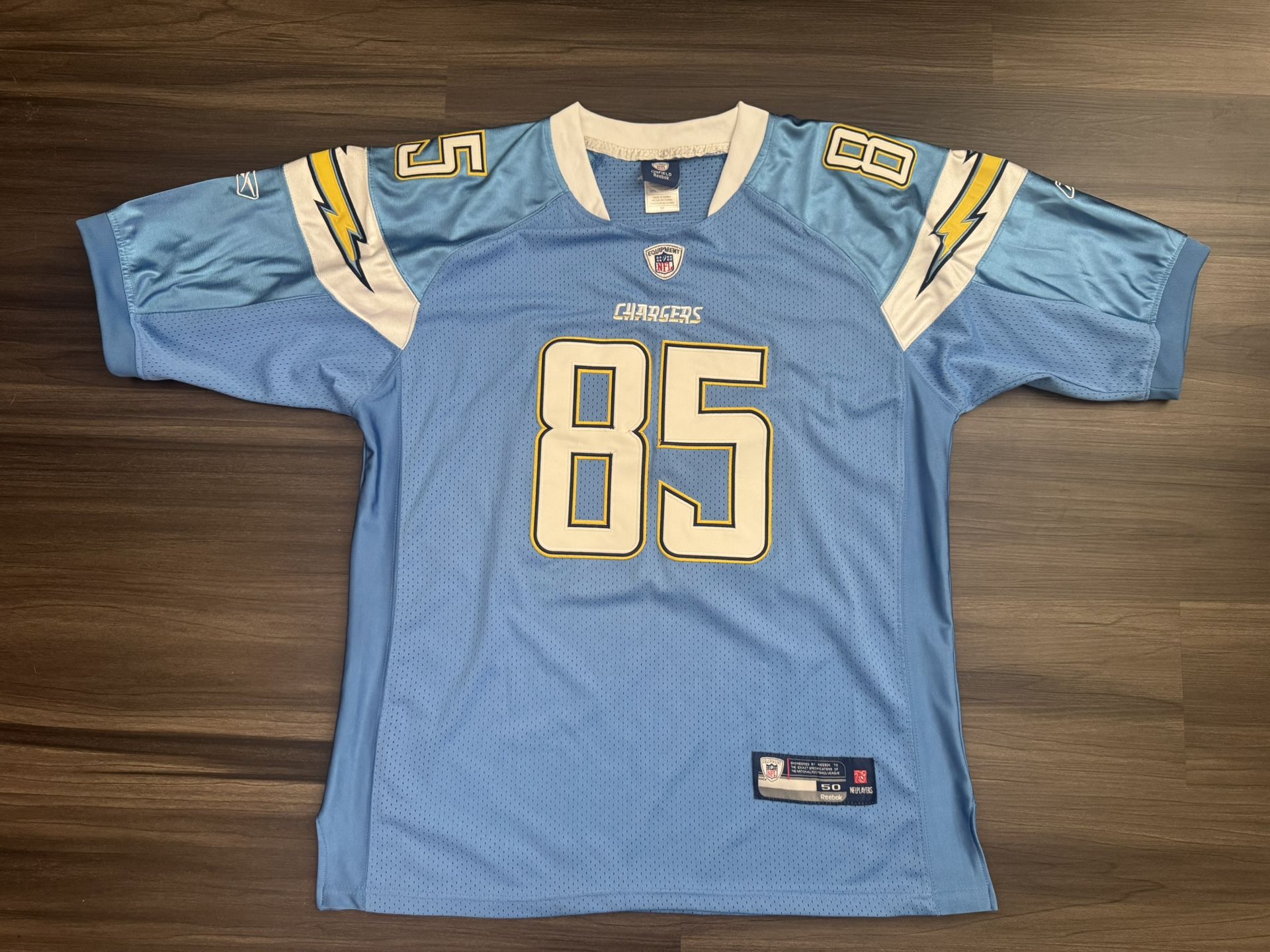 Vintage Reebok San Diego Chargers Antonio Gates #85 NFL Stitched Jersey Sz 50 XL