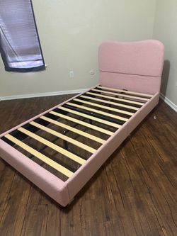 Pink Upholstered Twin Bed Frame