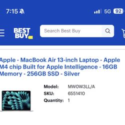 MacBook Air Silver 2025 M4 Chip