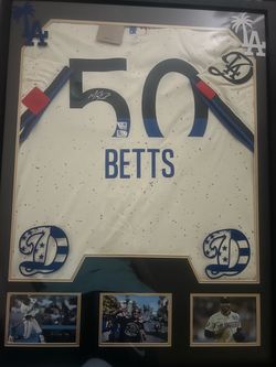 Custom Framed Mookie Betts- Nike Authentic LA Dodgers City Connect DBL Authenticated autographed jersey