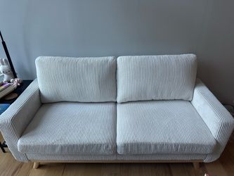 White Corduroy Love-Seat Couch