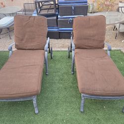$500  LOUNGE CHAIRS 2 WITH SUNBRELLA CUSHIONS 
