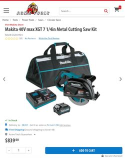 Makita 40v XGT 7 1/4” Metal Cutting Saw Kit