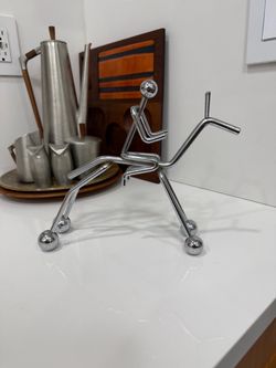 Vintage  Iron craft Metal Horse Rider Stick Figurine Sculpture