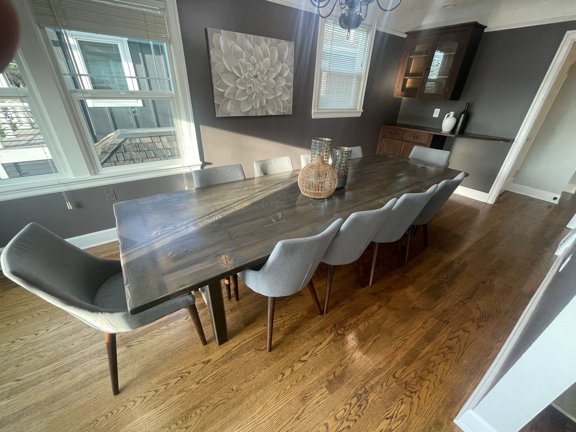 Custom Wood Table and Upholstered Chairs
