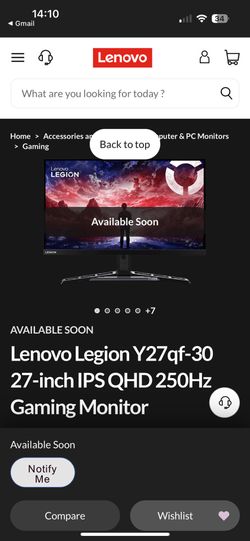 (unopend Box)Lenovo Legion Y27qf-30 27-incho IPS QHD 250Hz Gaming Monitor