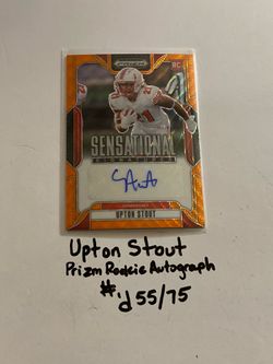 Upton Stout San Francisco 49ers CB Prizm Short Print Autograph Insert Rookie Card. #’d 55/75.