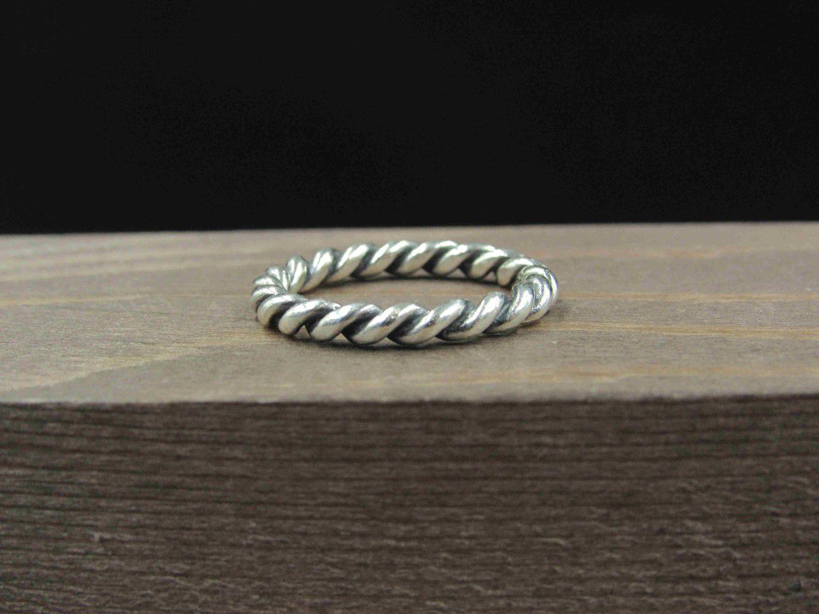 Size 7 Sterling Silver Pandora Brand Braided Band Ring Vintage Statement Engagement Wedding Promise Anniversary Bridal Cocktail