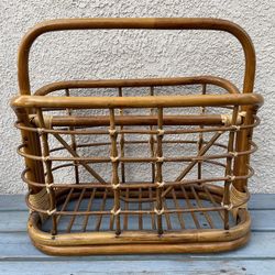 Large Vintage Bent Bamboo Magazine Rack