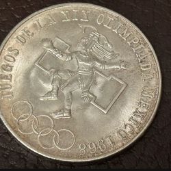 25 pesos 1968. Vintage coin of Mexico.