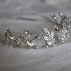Silver Leaf/Pearl Headband Tiara