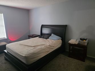 Dark Wood Sleigh Bed Frame Queen