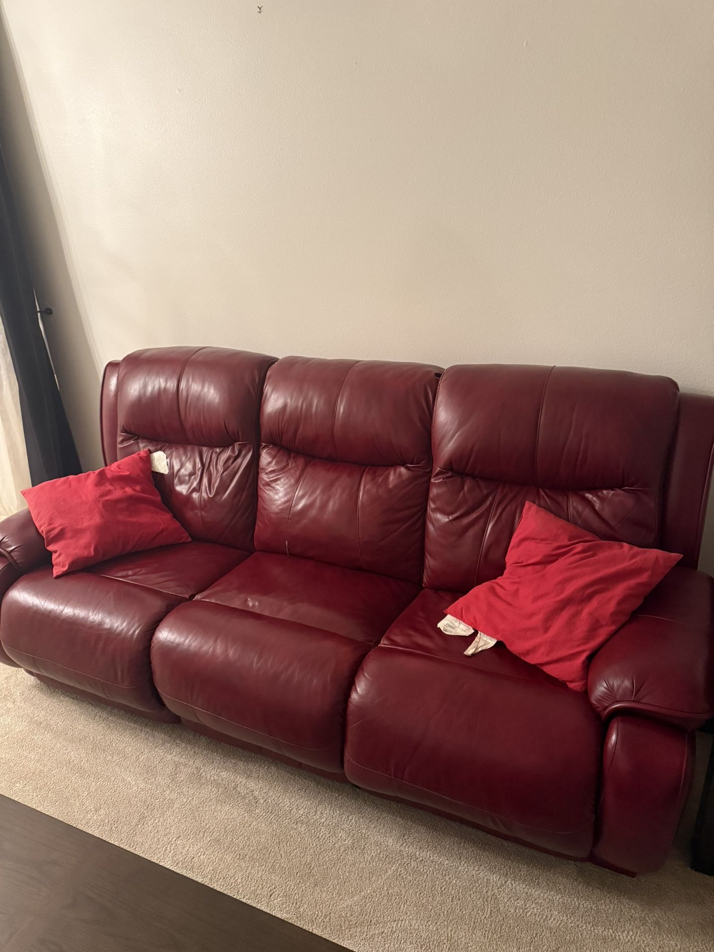 Red Leather Reclining Couch