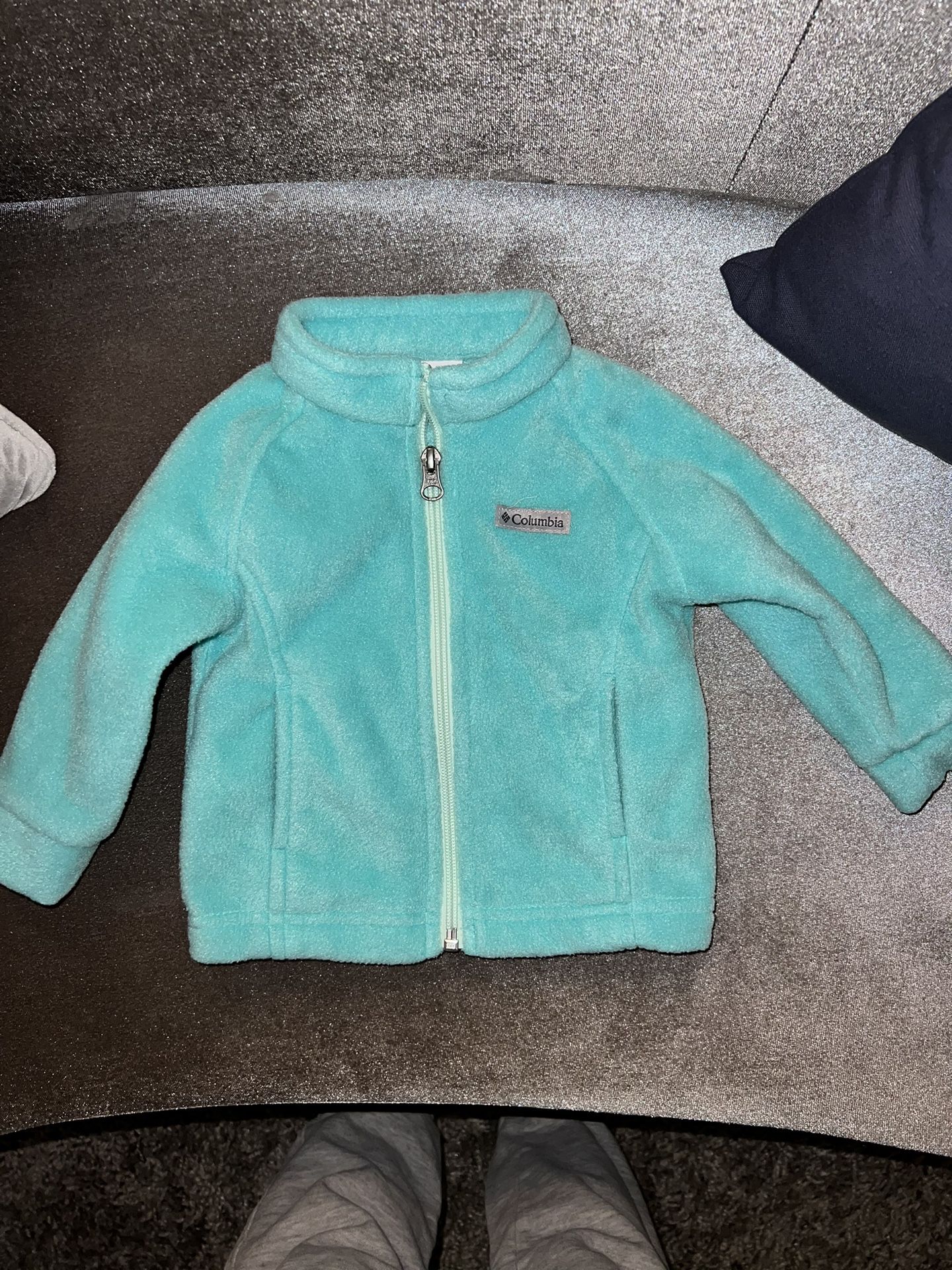 Columbia Jacket Infant Baby Girl Benton Fleece Zip Up  Mint Green Used 6-12m