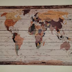 35x40 World Map Canvas Wall Art