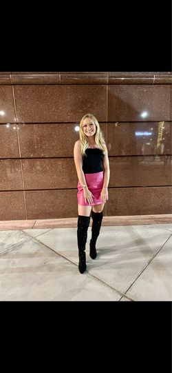 Black rhinestone knee high boots