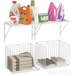 Laundry Room Shelves With Wire Baskets 